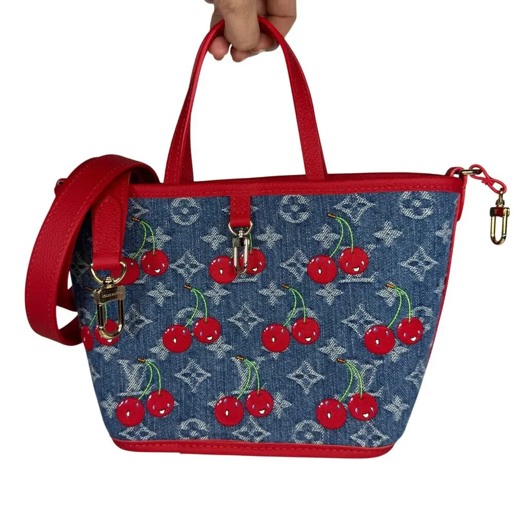 Louis Vuitton Denim Cherry Neverfull Inside Out BB LV x TM Murakami 2025 New